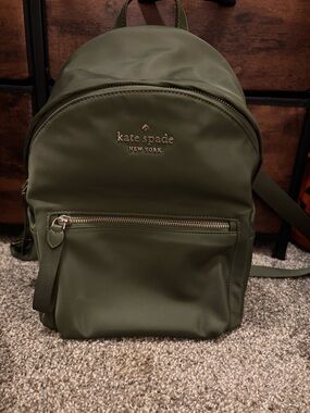 kate spade New York Olive Nylon Mini Backpack with Gold Hardware